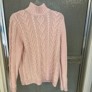 Chaps Pink  Long Sleeve  CABLE KNIT Sweater , size L